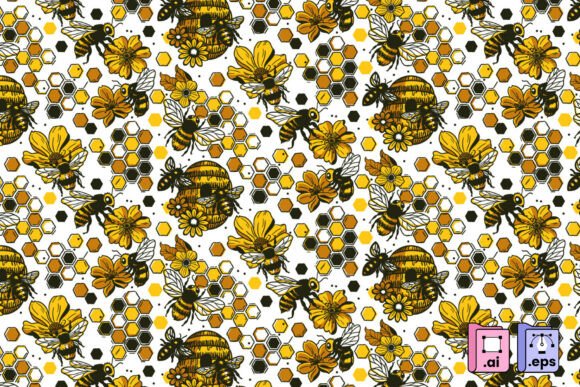 Download Golden Honey Bee Pattern - Bee Collection