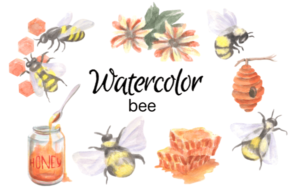 Download WATERCOLOR CLIPART Bee Honey - Bee Collection
