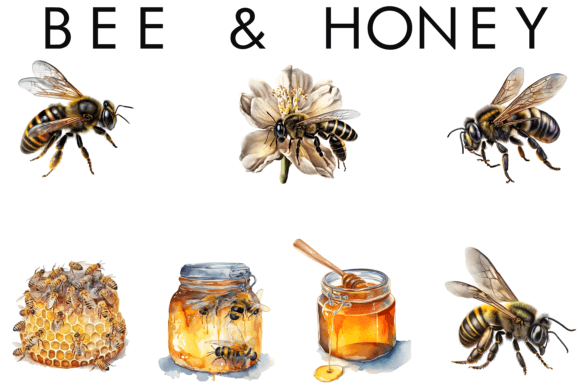 Download Watercolor Bee &amp; Honey Sublimation - Bee Collection