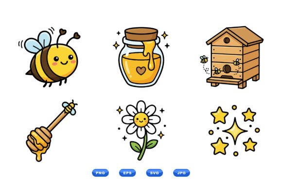 Download Cute Bee Honey Clipart Pack - Bee Collection