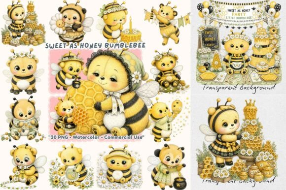 Download Sweet Honey Bumblebee Watercolor - Bee Collection