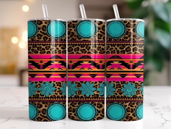 Download Western Leopard Aztec Tumbler PNG Design - Leopard Collection