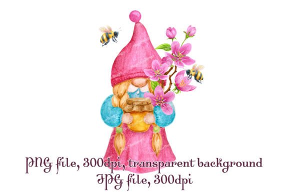 Download Gnome Bee Honey Spring Flower Watercolor - Bee Collection
