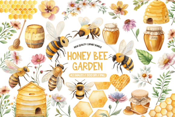 Download Honey Bee Garden Clipart Bundle - Bee Collection