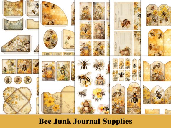 Download Yellow Bee Junk Journal Kit Ephemera - Bee Collection